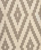 IVORY AND GREY GEOMETRIC HAND WOVEN DHURRIE