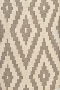 IVORY AND GREY GEOMETRIC HAND WOVEN DHURRIE by Imperial Knots - Image 3
