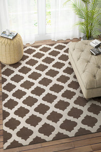 BROWN AND IVORY MOROCCAN HAND WOVEN DHURRIE by Imperial Knots - Image 2