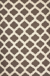 Brown and ivory moroccan hand woven dhurrie wool hand-woven rug for bedroom