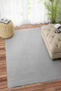 GREY IVORY CHEVRON HAND WOVEN DHURRIE by Imperial Knots - Image 2