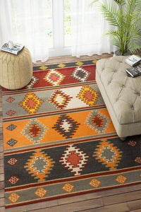 MULTICOLOR AZTEC HAND WOVEN KILIM DHURRIE by Imperial Knots - Image 2