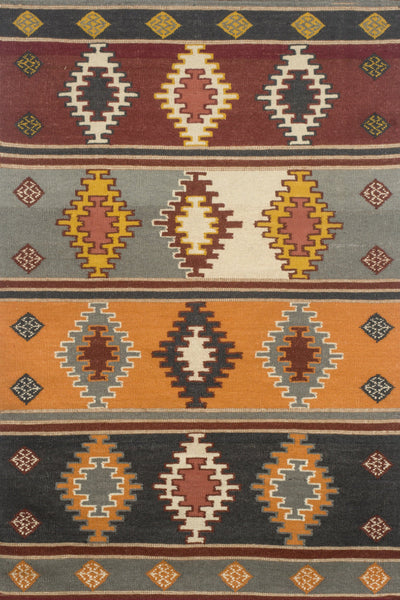 MULTICOLOR AZTEC HAND WOVEN KILIM DHURRIE