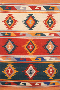 MULTICOLOR AZTEC HAND WOVEN KILIM DHURRIE by Imperial Knots - Image 1