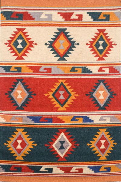 MULTICOLOR AZTEC HAND WOVEN KILIM DHURRIE