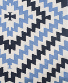 IVORY BLUE AZTEC HAND WOVEN KILIM DHURRIE by Imperial Knots - Image 3