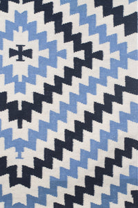 IVORY BLUE AZTEC HAND WOVEN KILIM DHURRIE by Imperial Knots - Image 3