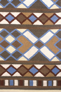 MULTICOLOR ABSTRACT HAND WOVEN DHURRIE by Imperial Knots - Image 3