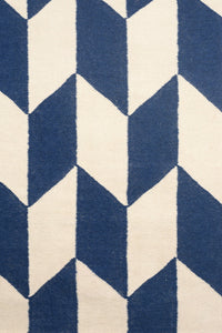 BLUE IVORY CHEVRON HAND WOVEN DHURRIE by Imperial Knots - Image 3