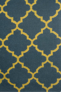 BLUE YELLOW MOROCCAN HAND WOVEN DHURRIE by Imperial Knots - Image 3