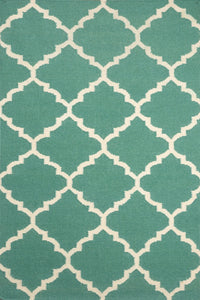 Green ivory moroccan hand woven dhurrie wool hand-woven rug for bedroom