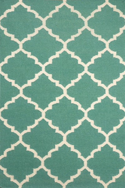 GREEN IVORY MOROCCAN HAND WOVEN DHURRIE