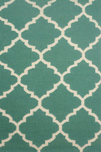 GREEN IVORY MOROCCAN HAND WOVEN DHURRIE by Imperial Knots - Image 3