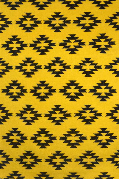 YELLOW BLACK AZTEC HAND WOVEN KILIM DHURRIE
