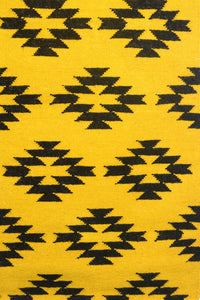 YELLOW BLACK AZTEC HAND WOVEN KILIM DHURRIE by Imperial Knots - Image 3