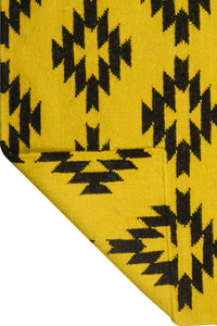 YELLOW BLACK AZTEC HAND WOVEN KILIM DHURRIE by Imperial Knots - Image 4