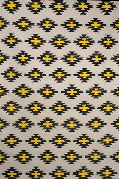 GREY BLACK AZTEC HAND WOVEN KILIM DHURRIE