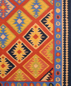 RED YELLOW HAND WOVEN KILIM DHURRIE