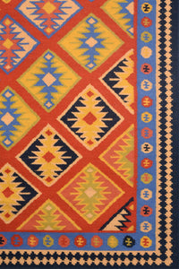 RED YELLOW HAND WOVEN KILIM DHURRIE by Imperial Knots - Image 3
