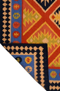 RED YELLOW HAND WOVEN KILIM DHURRIE by Imperial Knots - Image 4