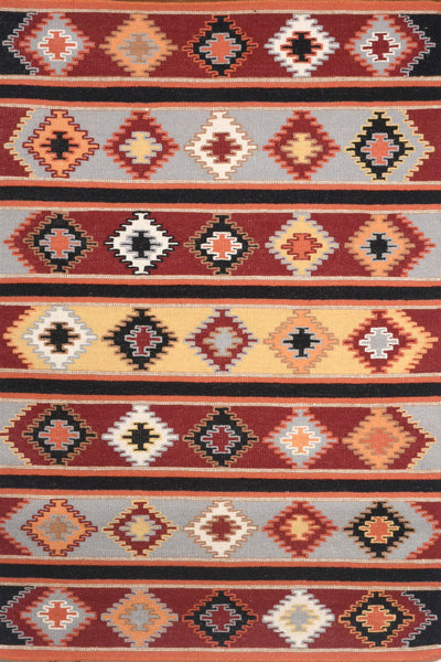 MULTICOLOR AZTEC HAND WOVEN KILIM DHURRIE