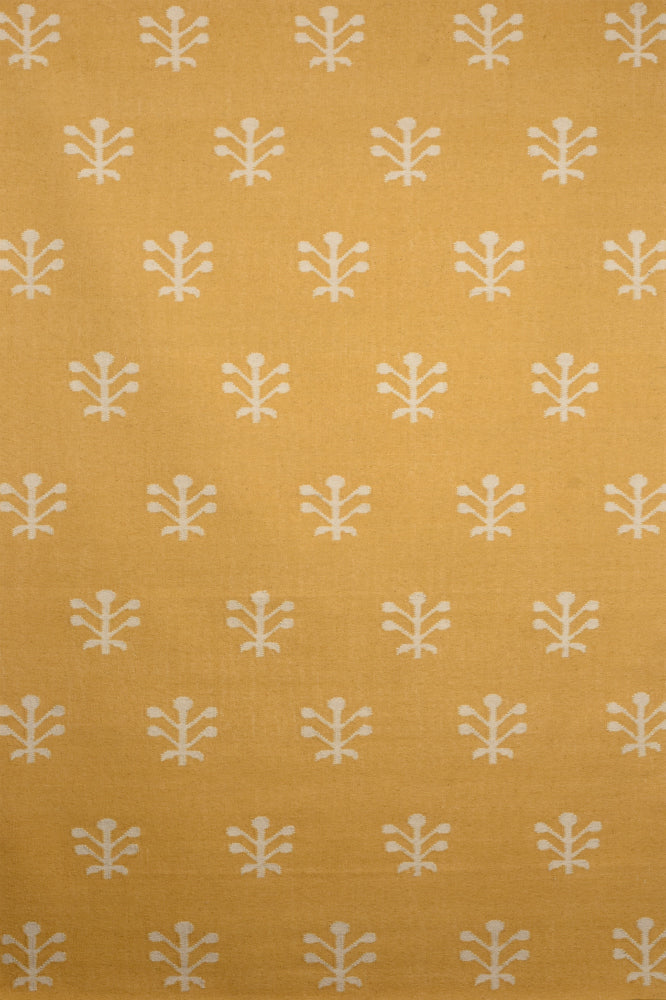 YELLOW IVORY HAND WOVEN KILIM DHURRIE