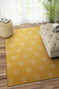 YELLOW IVORY HAND WOVEN KILIM DHURRIE by Imperial Knots - Image 2