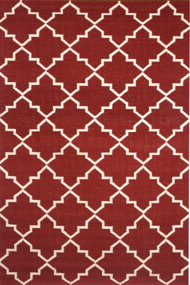 MAROON IVORY MOROCCAN HAND WOVEN DHURRIE