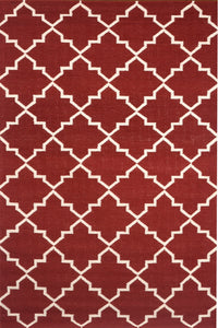 MAROON IVORY MOROCCAN HAND WOVEN DHURRIE by Imperial Knots - Image 1