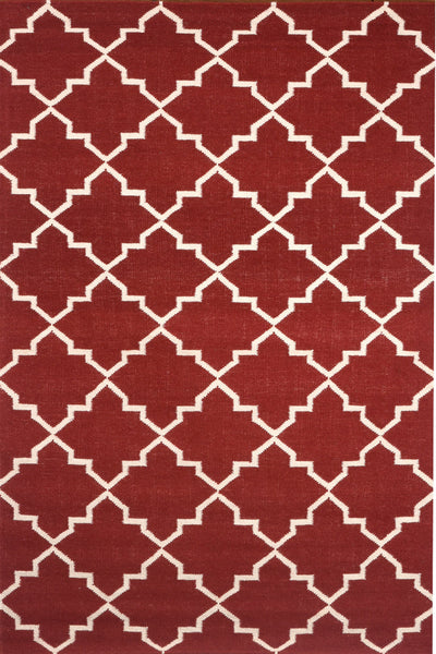 MAROON IVORY MOROCCAN HAND WOVEN DHURRIE