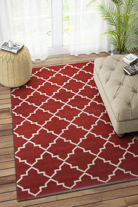 MAROON IVORY MOROCCAN HAND WOVEN DHURRIE by Imperial Knots - Image 2