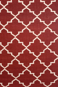 MAROON IVORY MOROCCAN HAND WOVEN DHURRIE by Imperial Knots - Image 3