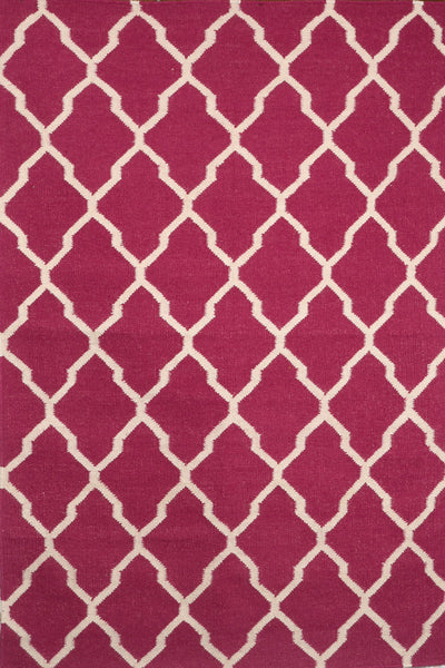 PINK IVORY TRELLIS HAND WOVEN DHURRIE