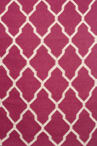 PINK IVORY TRELLIS HAND WOVEN DHURRIE by Imperial Knots - Image 3