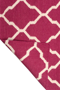 PINK IVORY TRELLIS HAND WOVEN DHURRIE by Imperial Knots - Image 4