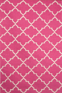 PINK AND IVORY MOROCCAN HAND WOVEN DHURRIE by Imperial Knots - Image 1