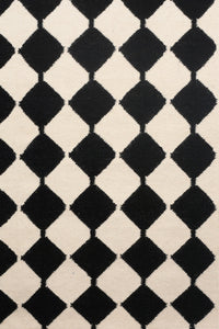 BLACK AND WHITE BESPOKE HAND WOVEN DHURRIE by Imperial Knots - Image 3