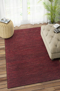 MAROON SOLID HAND WOVEN DHURRIE by Imperial Knots - Image 2