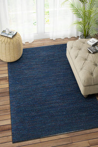 BLUE SOLID HAND WOVEN DHURRIE by Imperial Knots - Image 2