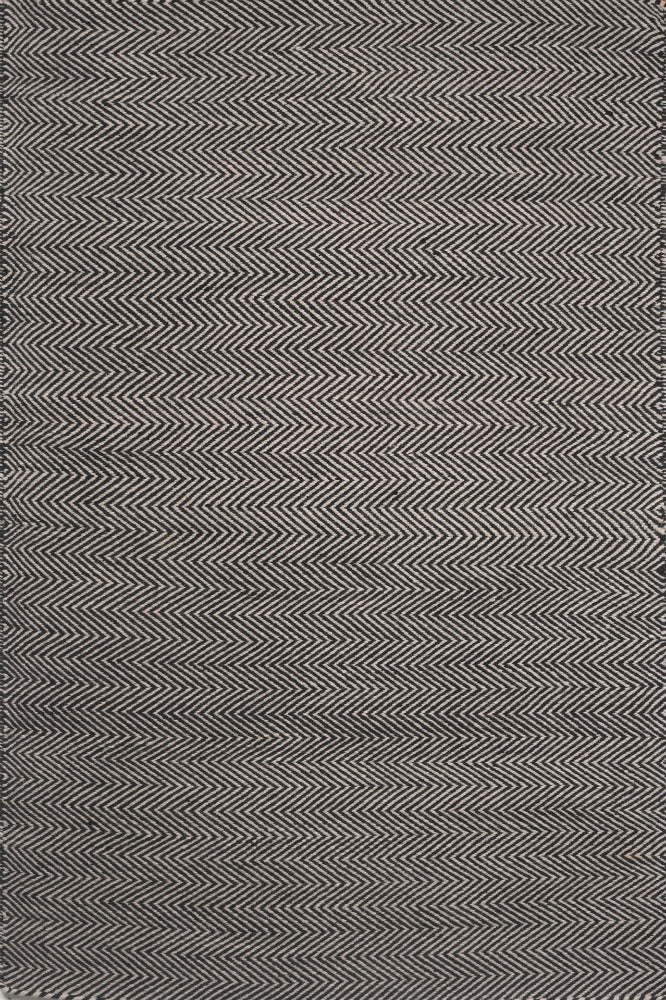 BLACK AND GREY CHEVRON HAND WOVEN DHURRIE