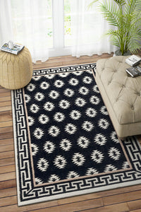 BLACK AND WHITE AZTEC HAND WOVEN KILIM DHURRIE by Imperial Knots - Image 2