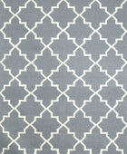 GREY AND IVORY MOROCCAN HAND WOVEN DHURRIE