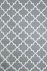 Grey and ivory moroccan hand woven dhurrie wool hand-woven rug for bedroom