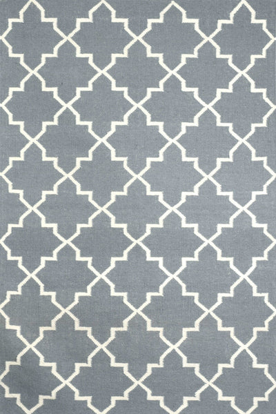 GREY AND IVORY MOROCCAN HAND WOVEN DHURRIE