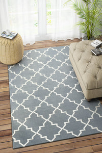 GREY AND IVORY MOROCCAN HAND WOVEN DHURRIE by Imperial Knots - Image 2