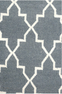 GREY AND IVORY MOROCCAN HAND WOVEN DHURRIE by Imperial Knots - Image 3