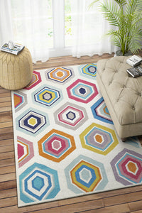 MULTICOLOR GEOMETRIC HAND WOVEN DHURRIE by Imperial Knots - Image 2