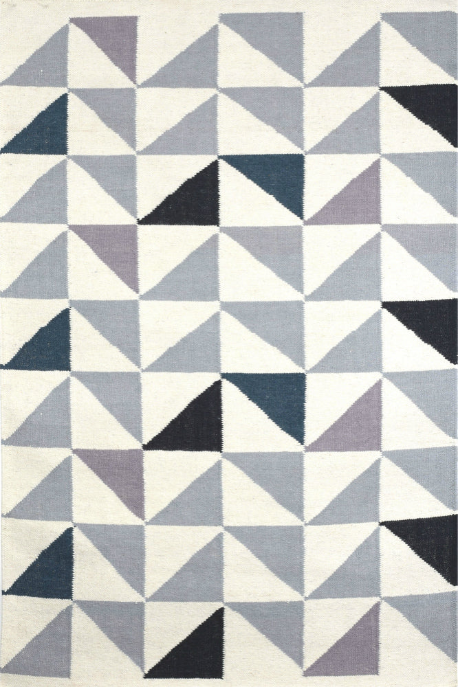 IVORY AND GREY TRELLIS HAND WOVEN DHURRIE