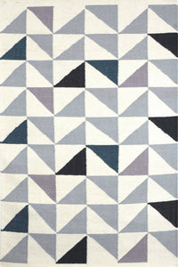 IVORY AND GREY TRELLIS HAND WOVEN DHURRIE by Imperial Knots - Image 1