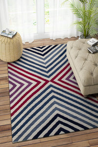 MULTICOLOR GEOMETRIC HAND WOVEN DHURRIE by Imperial Knots - Image 2